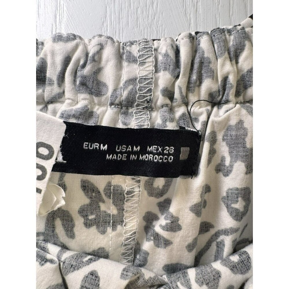 ZARA Off Shoulder Floral Mini Dress Black White Ruffle 3/4 Sleeve M - Picture 4 of 6